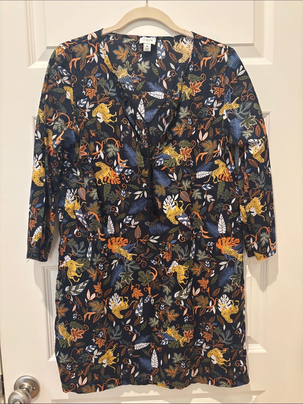J. Crew Navy Floral & Leopard Print Swim Coverup